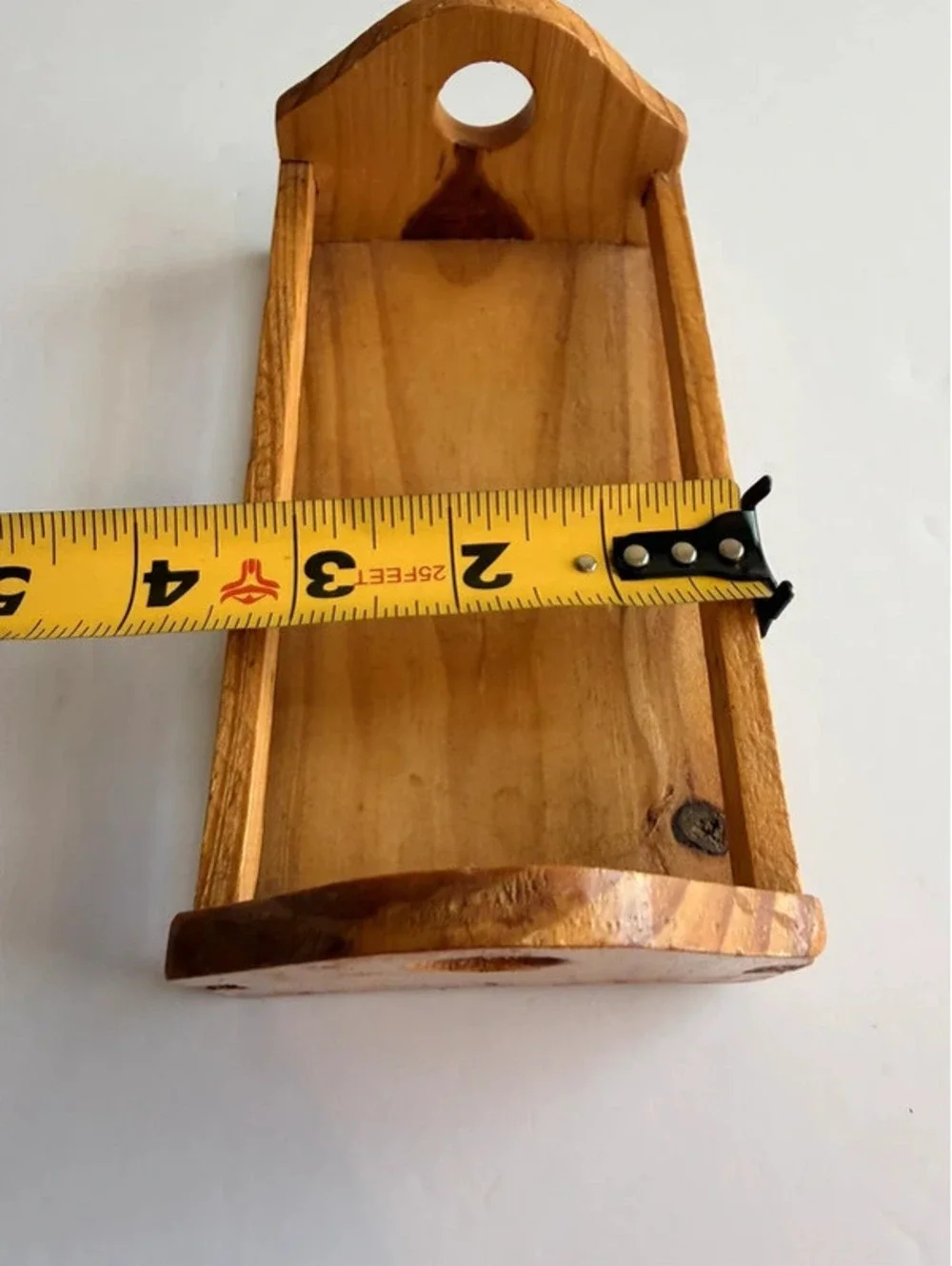 Vintage Primitive Pine Wood Caddy Small Organizer Tray Shelf 9